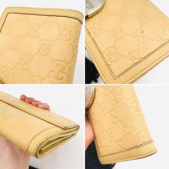 GUCCI⚡️Guccissima Pale Yellow Monogram Signoria Continental French Flap Wallet - Picture 13 of 14